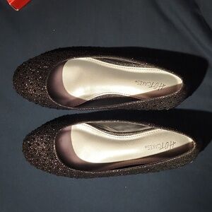 Flat sparkle black shoes 10w